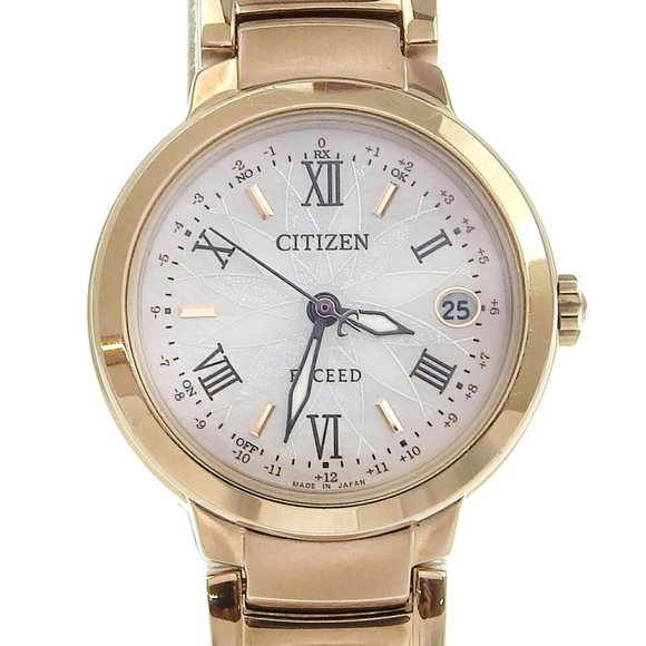CITIZEN Exceed Date Eco-Drive ES9322 57W White Shell Dial Titanium Solar Radio